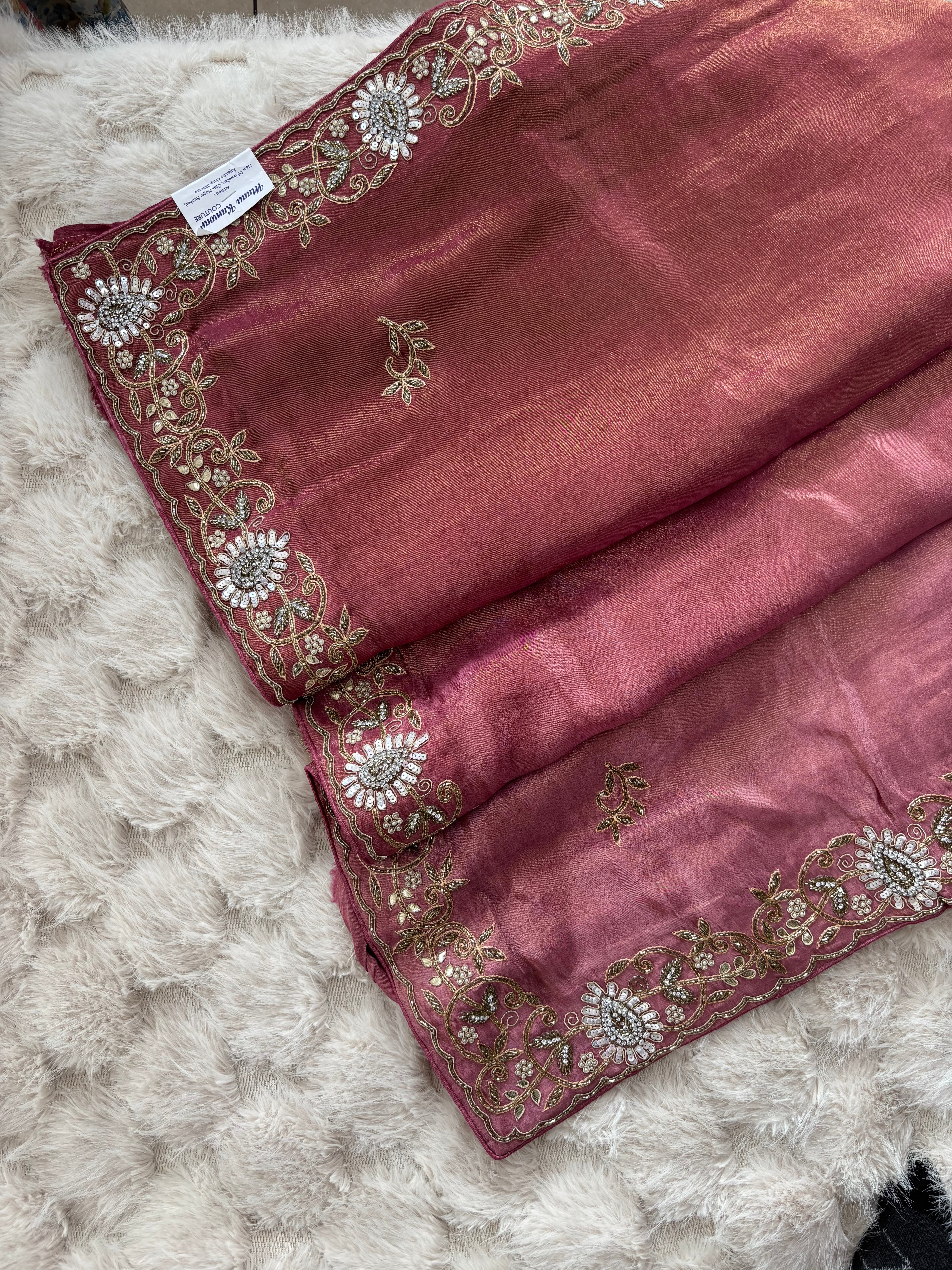 Rust Cosmos Silk Saree