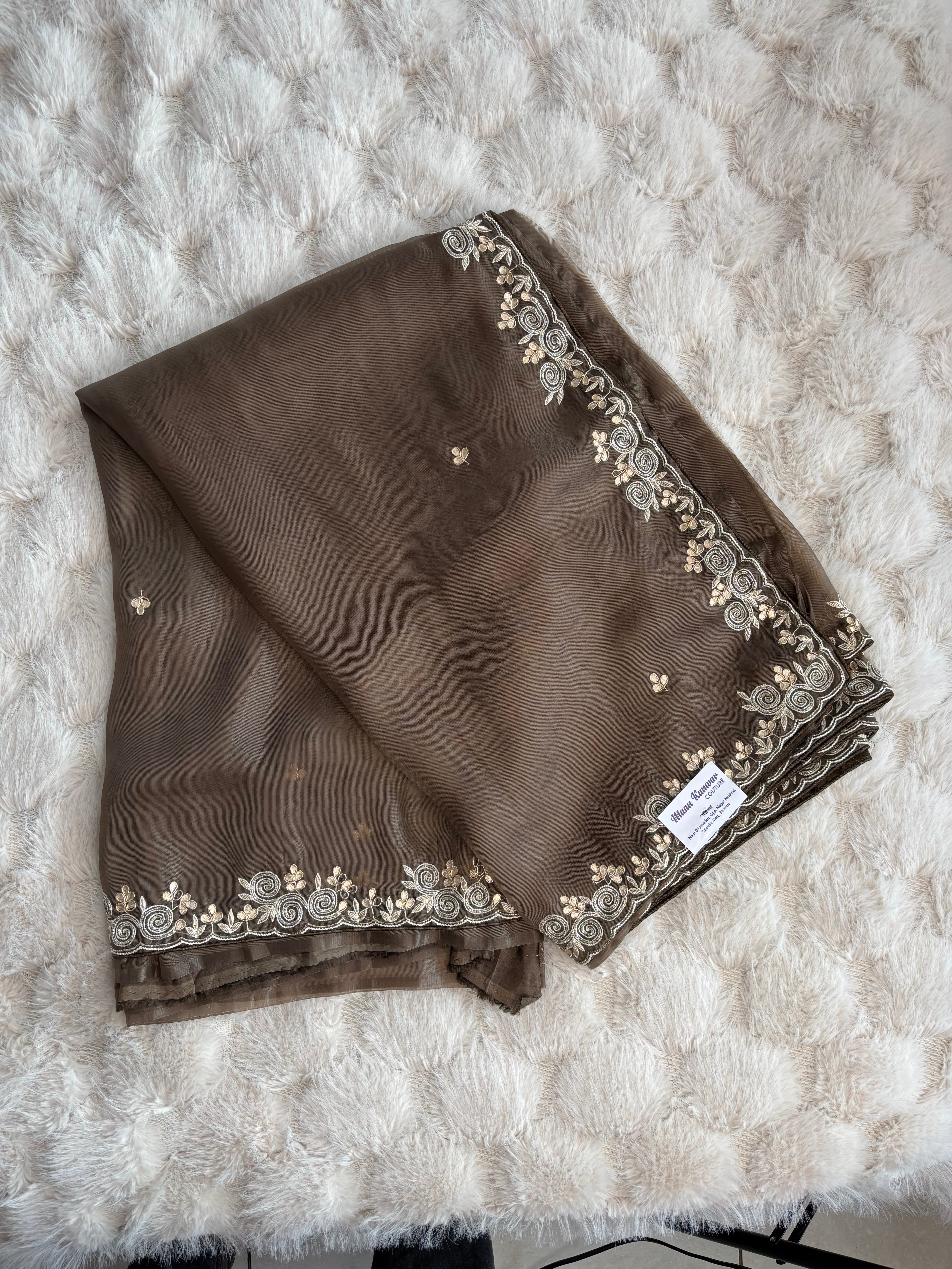 Soft Net Coffee Organza Saree