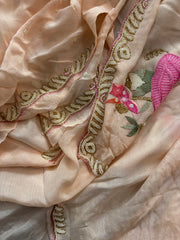 Soft Peach Crepe Chinon Saree