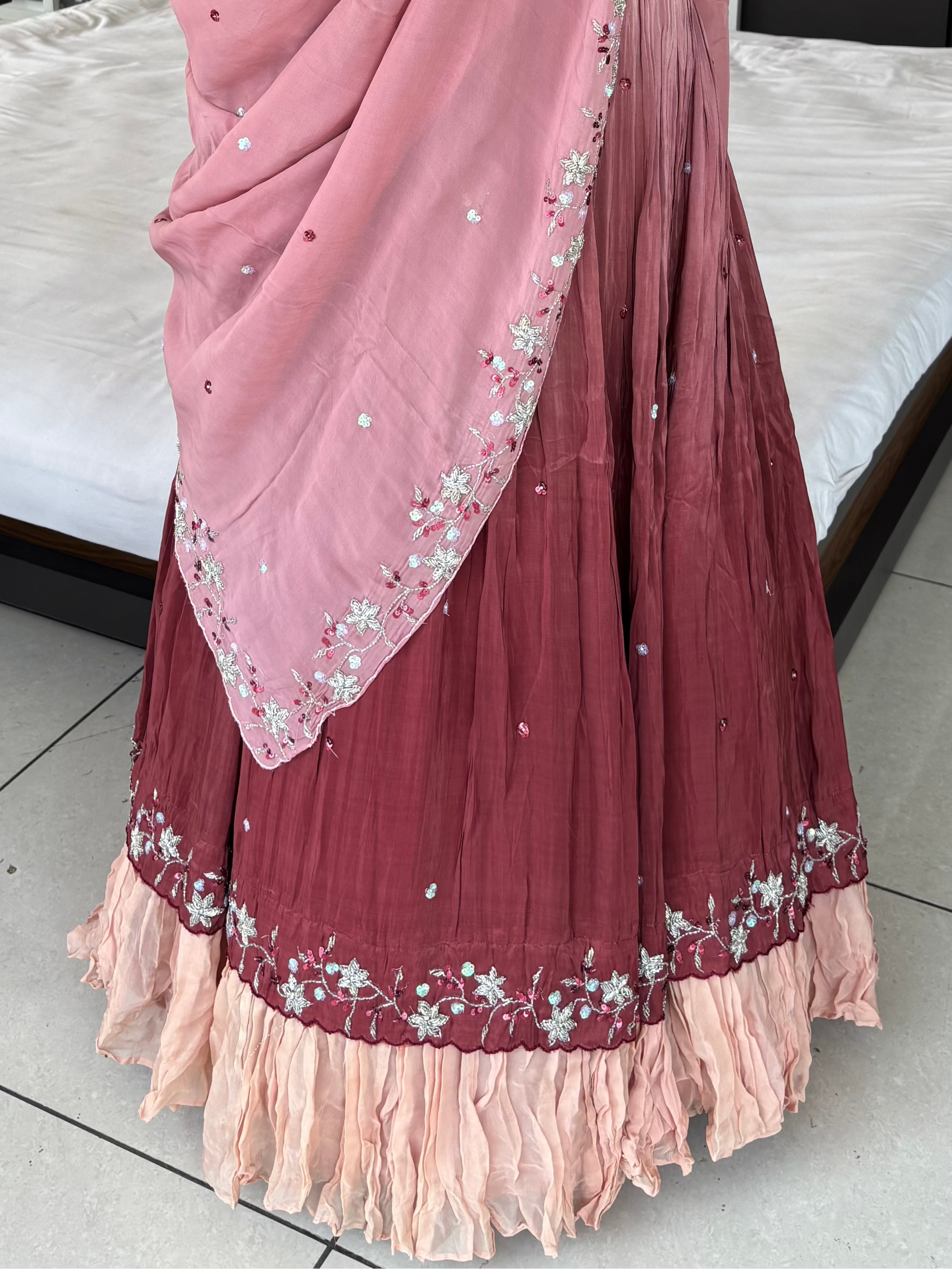 Pure Crepe Silk Crop-Top Lehenga